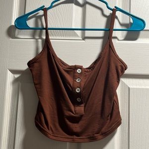 Brown button up tang top